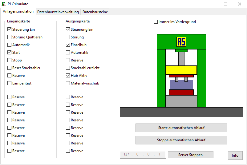 Screenshot PLCsimulate (Windows Version)